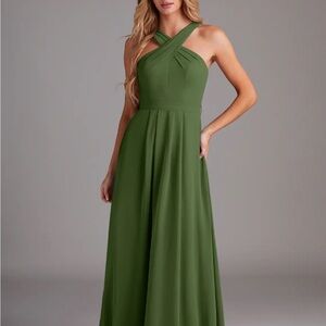 Azazie Dixie Olive Green Maxi Dress